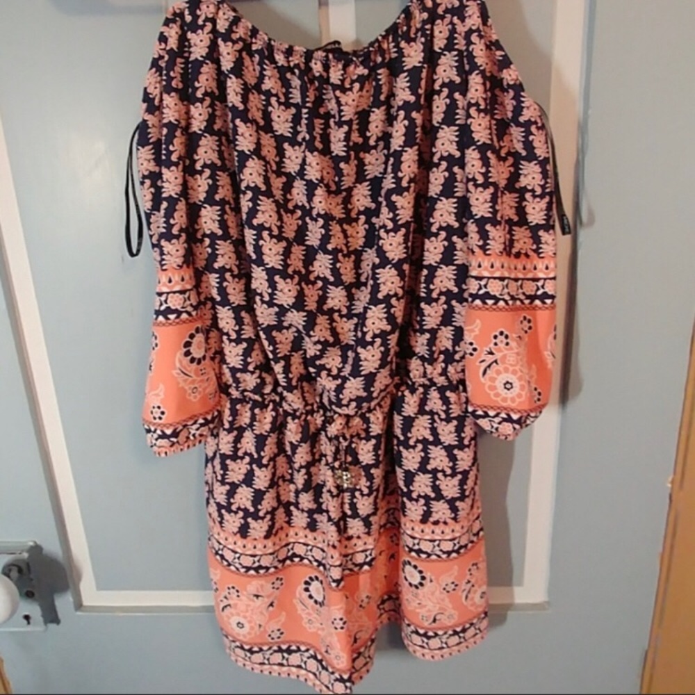 Girls light pink cold shoulder romper